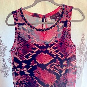 Blouse with Black Square Beading Snakeskin Print